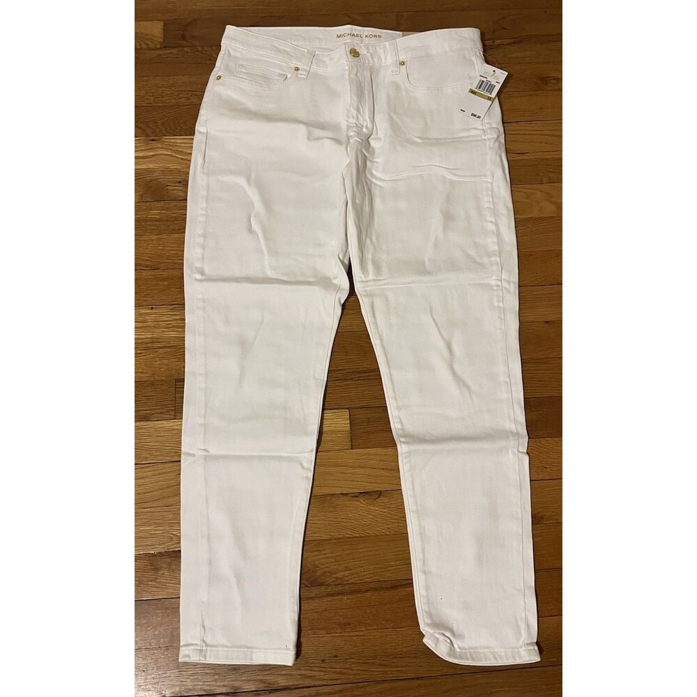 Michael Kors Women's White Skinny Stretch Denim 5-Pocket Jeans Size 14